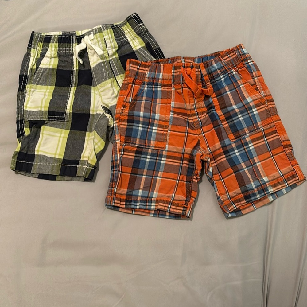 Lot of 2 Crazy 8 Plaid Boys Shorts 18-24 Months
